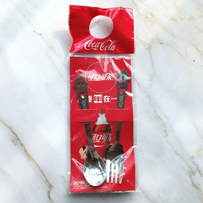 코카콜라 기념판 스텐지 포크 세트 가정 일용 휴대용 식기