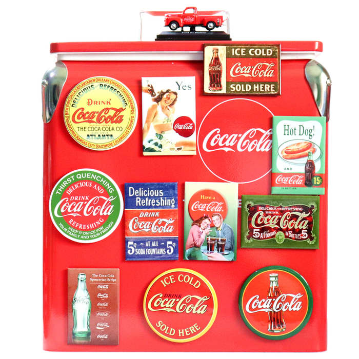 미국 코카콜라 레트로 금속 냉장고 스티커 아이스 버킷 마그네틱 냉장고 스티커 배지 홈 인테리어 콜라 컬렉션