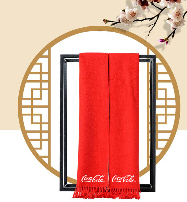 코카콜라 인공 캐시미어 울 스카프 목도리 중국 붉은 년 회의 이벤트 스카프 선물 가방