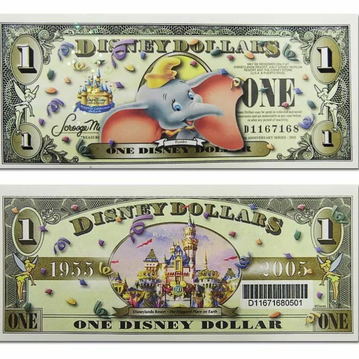 2005년 디즈니 기념 화폐 덤보 디즈니성 1달러