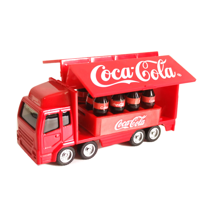 콜라 모델 코카콜라 COCACOLA 미니 레드 운송 트럭 트럭 컨테이너 트럭 모델의 바구니 첨부