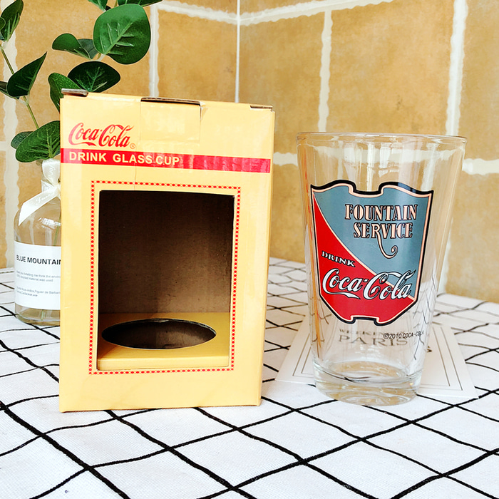 일본 오리지널 이시즈카 유리 코카콜라 기념판 레트로 유리 주스 음료 컵 무연 유리