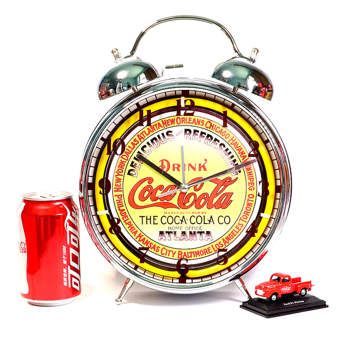 대형 미국 원래 코카콜라 네온 알람 시계 벽 테이블 시계 상업 카페 바 홈 인테리어